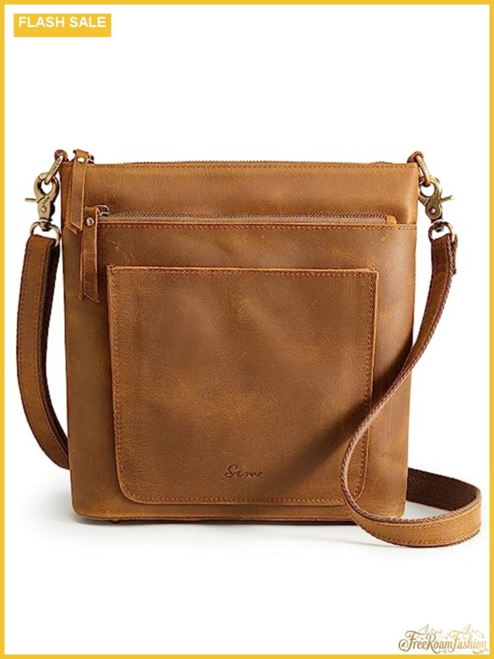 Vintage Buffalo Leather Crossbody Bag for Women - Shoulder Purse with Multiple